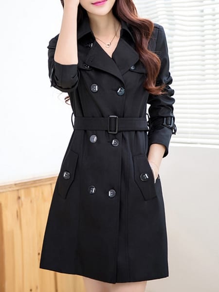 Was and Now - Fashion Clothing - 2 Color  Lapel Breasted With Pockets  Trench-coats
