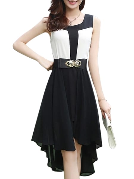 Was and Now - Fashion Clothing - 2 Color Square Neck  Assorted Color Skater-dress