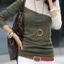 Was and Now - Fashion Clothing - Absorbing Round Neck Cotton Color Block Long-sleeve-t-shirt