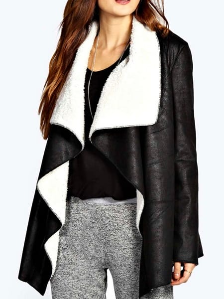 Was and Now - Fashion Clothing - Chic Copy Leather Lapel  Plain Jackets