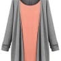 Was and Now - Fashion Clothing - Fake Two-piece  Assorted Colors Plus Size  Long Sleeve T-shirts