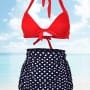 Was and Now - Fashion Clothing - Fashion White Dot Splicing Swimwear