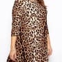 Was and Now - Fashion Clothing - Loose Fitting Leopard Printed Plus Size Shift Dress