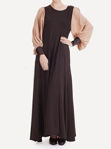 Was and Now - Fashion Clothing - Round Neck Loose Fitting Color Block Patchwork Maxi-dress