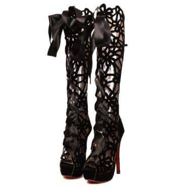 Was and Now - Fashion Clothing - 2013 Summer Classical and popular  Round Toe Stiletto Super High Lace Up Knee High Black Suede Boots