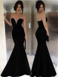 Was and Now - Fashion Clothing - Cheap Sexy V Neck Off The Shoulder Sleeveless Black Polyester Mermaid Floor length Dress