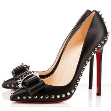 Was and Now - Fashion Clothing - European Pointed Closed Toe Bowknot Embellished Super High Stiletto Black PU Pumps