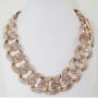Was and Now - Fashion Clothing - Fashion Chained Rhinestones Embellished Golden Metal Necklace