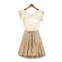 Was and Now - Fashion Clothing - Fashion Pleated O Neck Tank Short Sleeves Chiffon Mini Dress (with the rope)