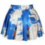 Was And Now - Blue Ladies Summer Map Print Pleated Skirt