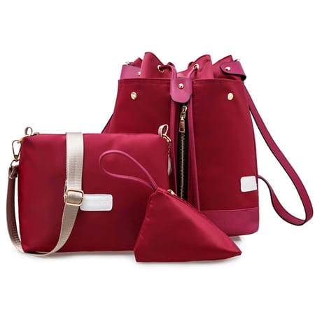 Was and Now - Fashion Clothing - 3 Pieces Drawstring Delicate Fashionable Nylon Shoulder Bags