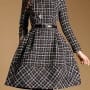 Was and Now - Fashion Clothing - Black Plaid Alluring Crew Neck Skater Dress
