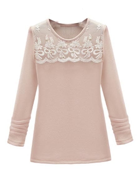 Was and Now - Fashion Clothing - Sensuel Round Neck Lace Patchwork Plus-size-t-shirts