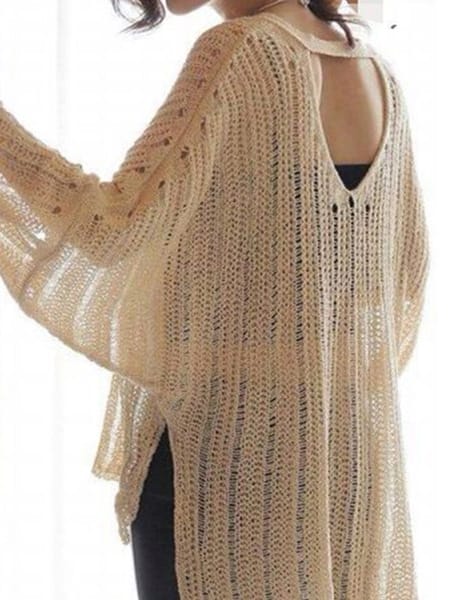 Was and Now - Fashion Clothing - open back Batwing Designed Round Neck Pullover