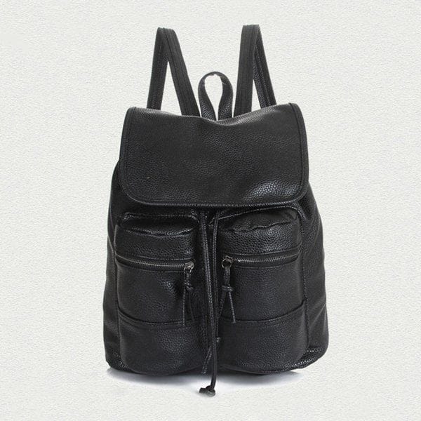 Was and Now - Fashion Clothing - Black Plain Charming Elegant Pu Backpacks