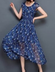 Was and Now - Fashion Clothing - Floral Printed Absorbing Maxi-dress