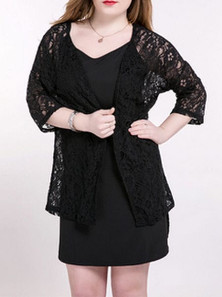 Was and Now - Fashion Clothing - Hollow Out Plain Absorbing Cardigan And Plus Size Tops