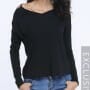 Was and Now - Fashion Clothing - Hollow Out Plain V Neck Long Sleeve T-shirts