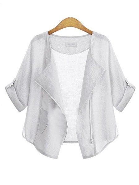 Was and Now - Fashion Clothing - Plain Brilliant Small Lapel Plus Size Tops