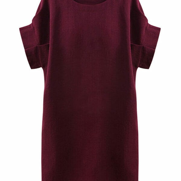 Was and Now - Fashion Clothing - Plain Fancy Round Neck Plus-size-shift-dress