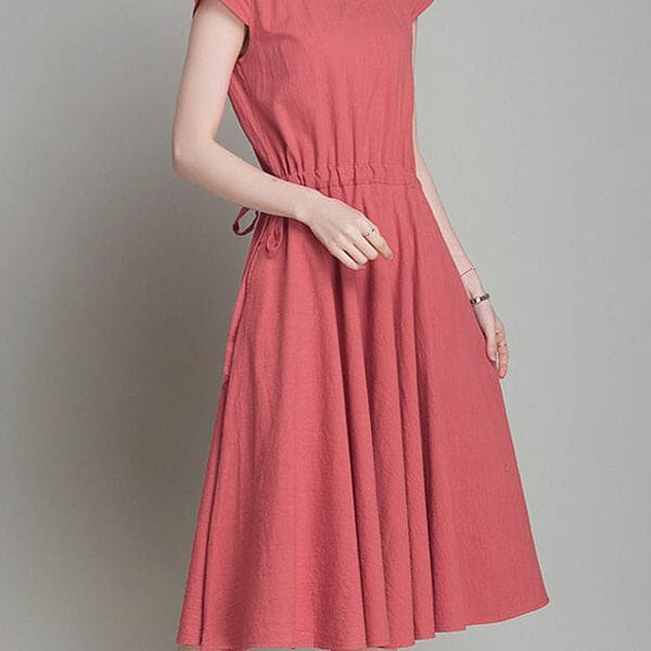 Was and Now - Fashion Clothing - Plain Lovely Round Neck Shift Dress