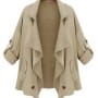 Was and Now - Fashion Clothing - Plain Pockets Absorbing Lapel Plus Size Tops