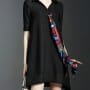 Was and Now - Fashion Clothing - Printed Bowknot Small Lapel Shift Dress