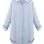 Was and Now - Fashion Clothing - Striped Courtlike Small Lapel Plus Size Tops