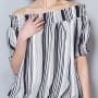 Was and Now - Fashion Clothing - Striped Slash Neck Short Sleeve T-shirts