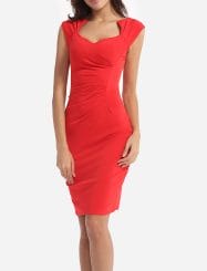 Was and Now - Fashion Clothing - Plain Zips Band Collar Bodycon Dress