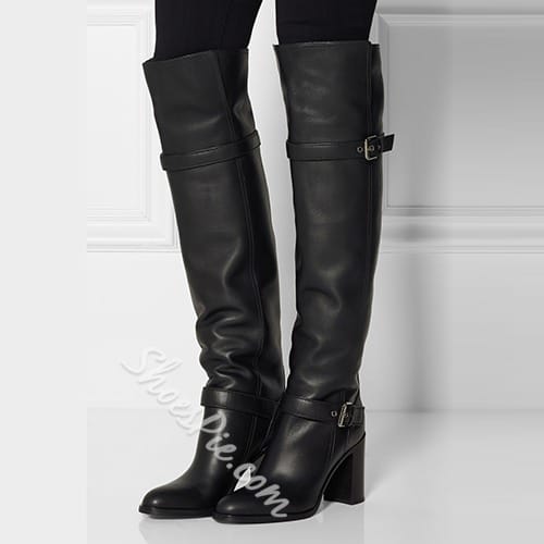 Was And Now - ?Fancy Genuine Leather Knee High Boots