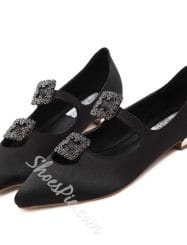 Was And Now - Shoespie Pointed Toe Rhinestone Loafers