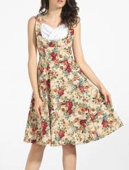 Was and Now - Fashion Clothing - Sweet Heart Cotton Floral Printed Skater Dress