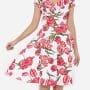 Was and Now - Fashion Clothing - Sweet Heart Dacron Floral Printed Skater-dress