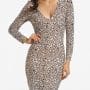 Was and Now - Fashion Clothing - V Neck Dacron Color Block Printed Bodycon-dress