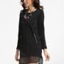 Was and Now - Fashion Clothing - Zips Round Neck Dacron Mesh Patchwork Plain Shift-dress