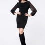 Was and Now - Fashion Clothing - Boat Neck Hollow Out Beading Plain Bodycon Dress