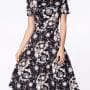Was and Now - Fashion Clothing - Boat Neck Paisley Printed Short Sleeve Skater Dress