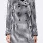 Was and Now - Fashion Clothing - Lapel Double Breasted Flap Pocket Houndstooth Woolen Coat
