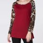 Was and Now - Fashion Clothing - Leopard Printed Patchwork Long Sleeve T-shirt