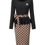 Was and Now - Fashion Clothing - Round Neck Removable Tie Flounce Polka Dot Bodycon Dress