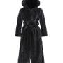Was and Now - Fashion Clothing - Hooded Slit Pocket Plain Fluffy Wrap Coat