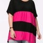 Was and Now - Fashion Clothing - Oversized Color Block Striped Plus Size T-Shirt