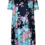 Was and Now - Fashion Clothing - Open Shoulder Floral Printed Shift Dress