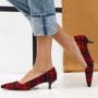 Was And Now - Shoespie Chic Red Plaid Kitten Heels