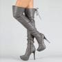 Was And Now - Shoespie Side Zipper Stiletto Heel Platform Lace-Up Knee High Boot