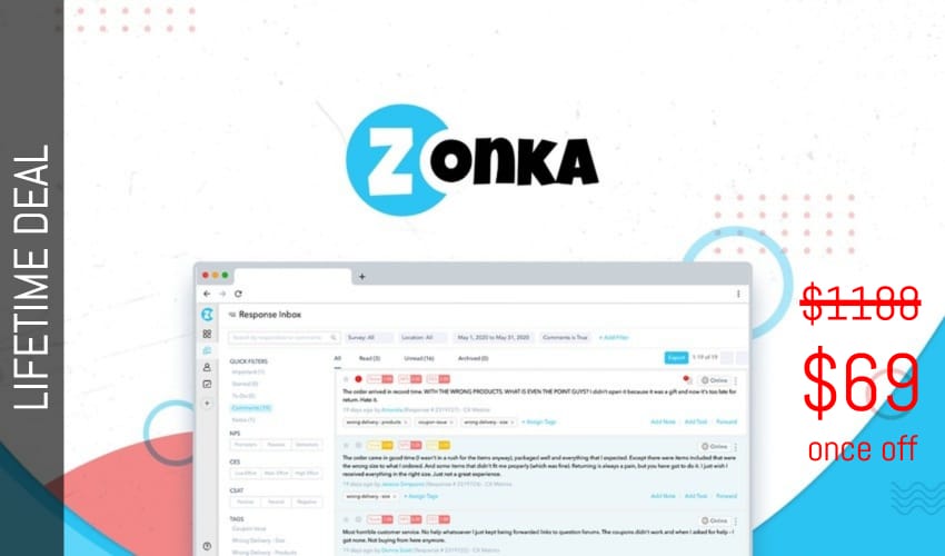 WAS AND NOW - Zonka Feedback Lifetime Deal for $69 WAS $1188.00