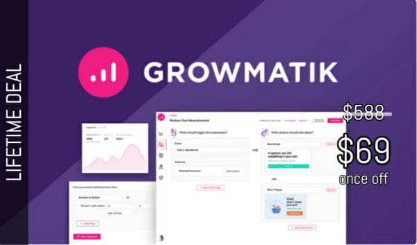WAS AND NOW - Growmatik Lifetime Deal for $69 WAS $588.00