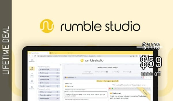 WAS AND NOW - Rumble Studio Lifetime Deal for $59 WAS $108.00