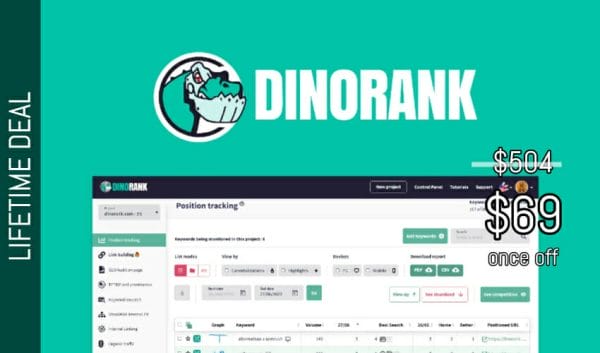 WAS AND NOW - DinoRANK Lifetime Deal for $69 WAS $504.00